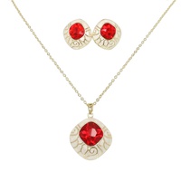 ENAMEL GEMSTONE DIAMOND SHAPED NECKLACE SET